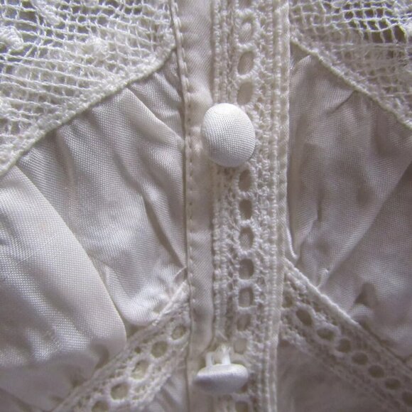 NEW LOVESHACKFANCY Womens Tandra Romantic V-Neck Blouse Size 4 Antique White - Picture 5 of 13